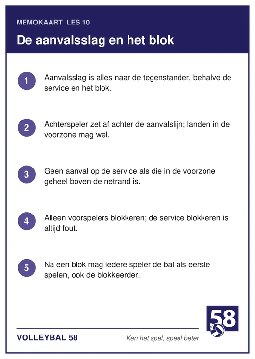 Memokaart van les 10