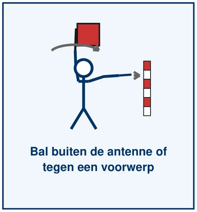 Teken 30: Vlagteken: bal buiten de antenne of tegen een voorwerp